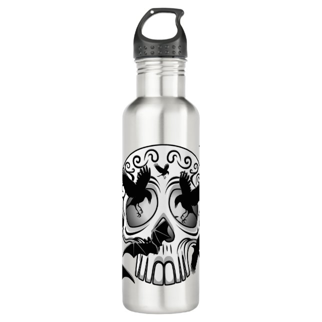 Botella De Agua Calaveras decorativas de Halloween (Anverso)