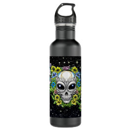 Botella De Agua Calaveras y flores extraterrestre para extranjeros