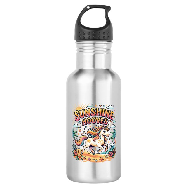 Botella De Agua Calcomanía comercial de pezuñas soleadas de unicor (Anverso)
