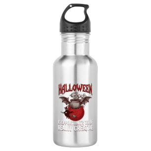 Botella De Agua Caldero Alado de Murciélago de Halloween Bruja Vol