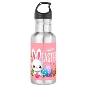 Botella De Agua Cálido, rosa, conejito de Pascua