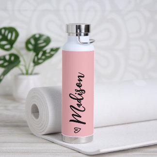 Botella De Agua Caligrafía de corazón lindo Pink negro personaliza