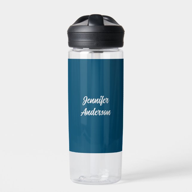 Botella De Agua Caligrafía de moda Elegante Ocean Blue Personaliza (Delante)