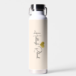 Botella De Agua Caligrafía de nombre Monograma Corazón Melocotón