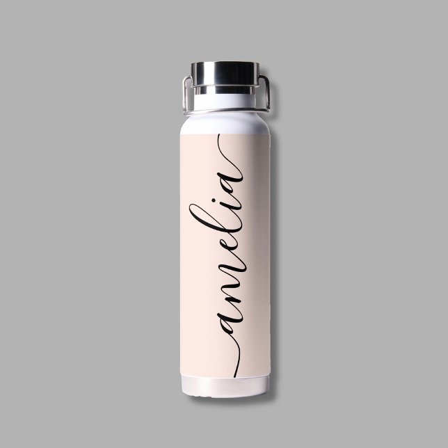 Botella De Agua Caligrafía moderna femenina rosa suave (Subido por el creador)