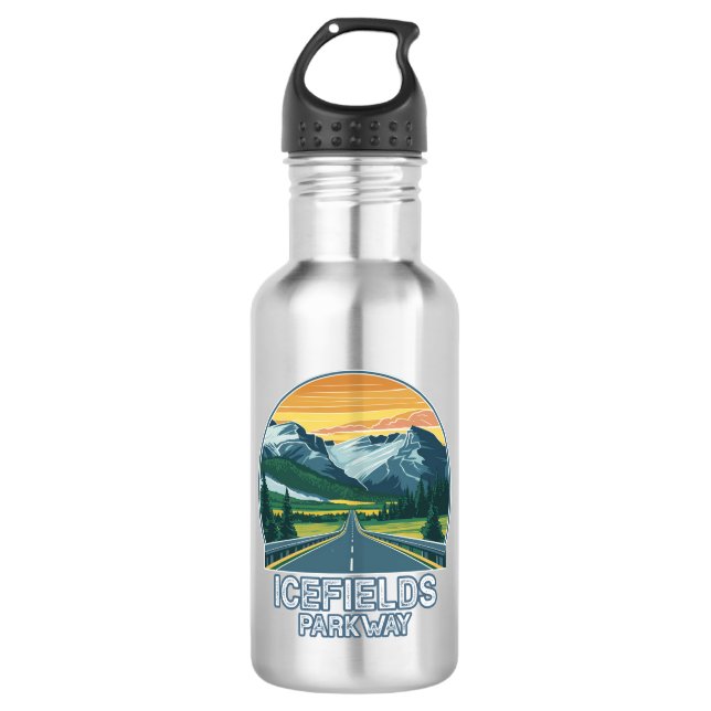 Botella De Agua Calle Icefields Parkway Alberta Canadá Vista (Anverso)