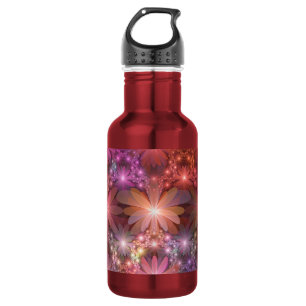 Botella De Agua Cama De Flores Coloridas Brillantes Resumen Arte F