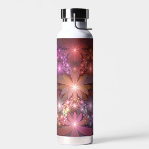 Botella De Agua Cama De Flores Colorido Brillante Arte Fractal Abs