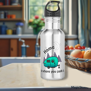Botella De Agua Camafón azul de guijarros verde azulado