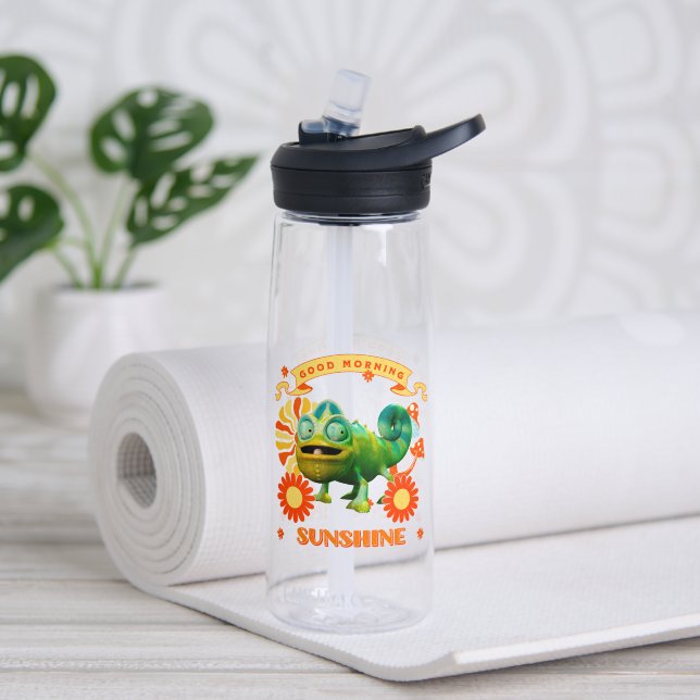 Botella De Agua Camaleón Divertido Buenos Días Sol (Yoga (girado))