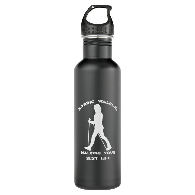 Botella De Agua Caminata nórdica - Caminar por la mejor vida (Anverso)