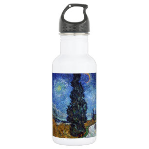 Botella De Agua Camino con Cipreses Impresionismo de Van Gogh