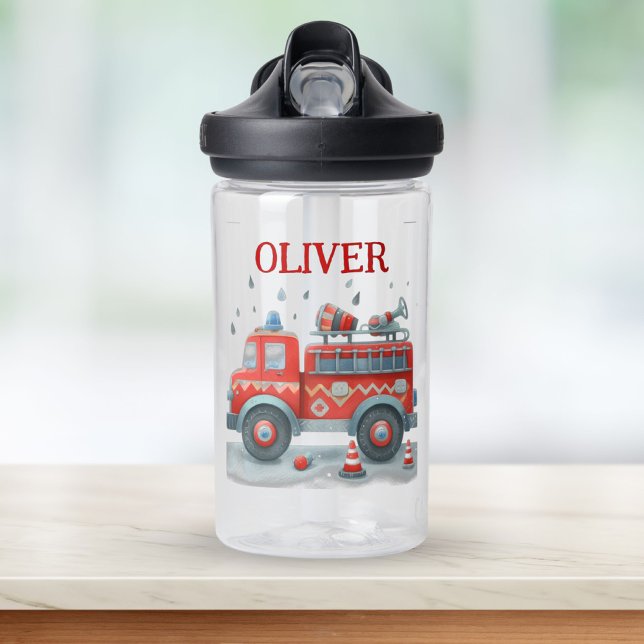 Botella De Agua Camión de bomberos rojo y gris lindo (Subido por el creador)