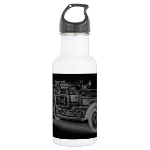 Botella De Agua camión de bomberos vintage dibujado a mano inverso