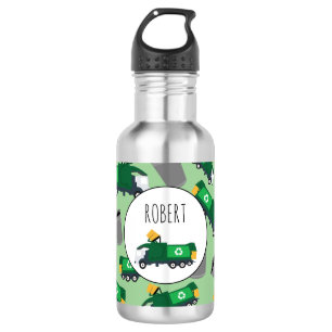 Botella De Agua Camión de Reciclaje de Basura Patrón Nombre de Niñ