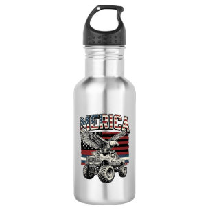Botella De Agua Camión Monstruo Águila Americana Vintage Patriótic