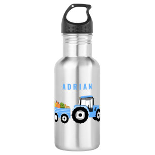 Botella De Agua Camión Tractor Azul Personalizado Granja Escuela 