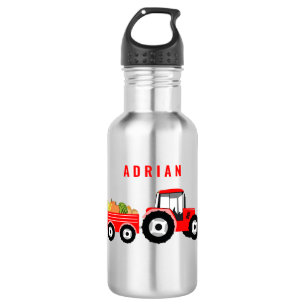 Botella De Agua Camión Tractor Rojo Personalizado Granja Escuela 