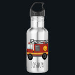 Botella De Agua Camión y nombre de motor de fuego de corte para ni<br><div class="desc">Este moderno y lindo diseño de botellas de agua para niños cuenta con un camión con motor de fuego rojo,  con espacio para que añadas el nombre de tus hijos en tipografía peculiar. El regalo perfecto de regreso a la escuela para los bomberos y bomberos para su hijo.</div>