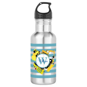 Botella De Agua Camiones de Construcción Personalizados Franja Azu