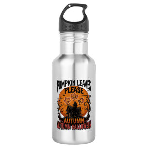 Botella De Agua Camisa de calabaza de otoño con hojas de otoño esp