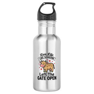Botella De Agua Camisa de diseño de grabado vintage divertida vaca