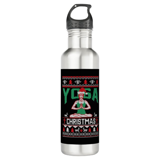 Botella De Agua Camisa de Navidades de yoga (Anverso)
