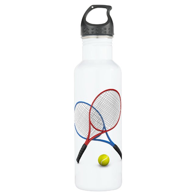 Botella De Agua Camisas de tenis azules y rojas con pelota de teni (Anverso)