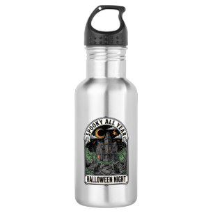 Botella De Agua Camiseta Casa Embrujada Halloween Bruja Vintage_1