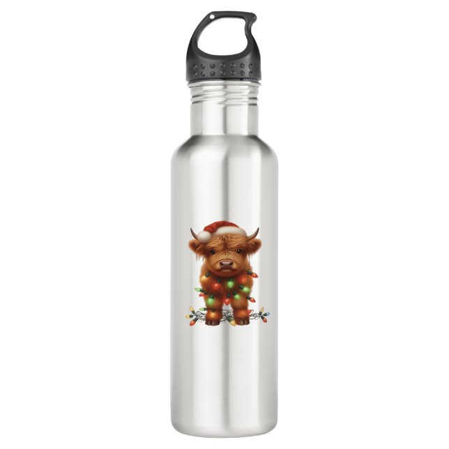 Botella De Agua Camiseta clásica de vaca Highland para navidades (Anverso)