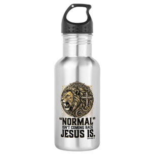Botella De Agua Camiseta Cristiana Cruz León Jesús Está Volviendo