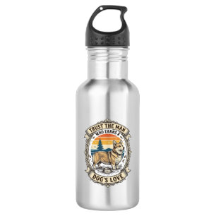 Botella De Agua Camiseta de Amante de Corgi Diseño de Grabado Vint