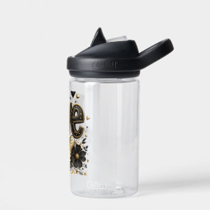 Botella De Agua Camiseta de Amor Negro y Dorado de Lujo Romántic