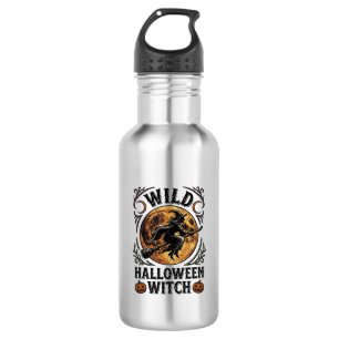 Botella De Agua Camiseta de Bruja de Halloween Escoba Vintage Gráf