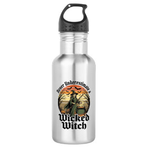 Botella De Agua Camiseta de Bruja Divertida Grabado Vintage Diseño