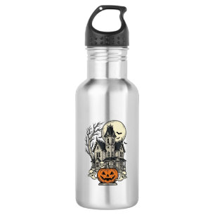 Botella De Agua Camiseta de Casa Embrujada Grabado Vintage Hallowe