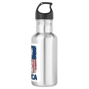 Botella De Agua Camiseta de conejo patriótico Vintage Merica Diseñ