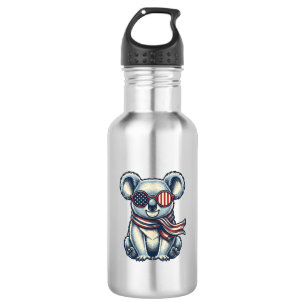 Botella De Agua Camiseta de diseño de grabado vintage de koala pat