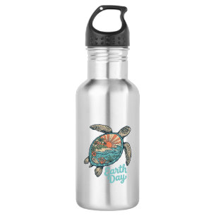 Botella De Agua Camiseta de diseño de grabado vintage de tortuga m