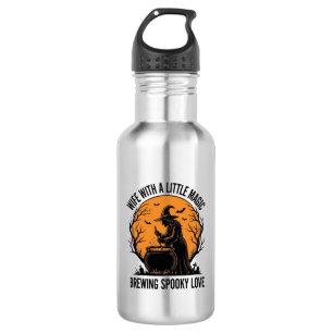 Botella De Agua Camiseta de esposa de Halloween Bruja vintage Humo