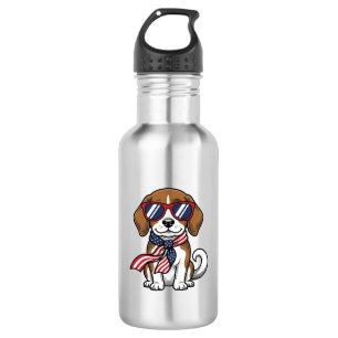 Botella De Agua Camiseta de gafas de sol de perro Beagle patriótic