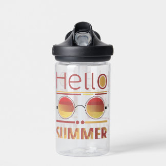 Botella De Agua Camiseta de Gafas de Sol Puesta de Sol Retro Hola