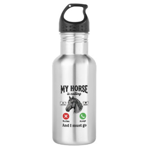 Botella De Agua Camiseta de grabado vintage de caballo divertido l