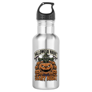 Botella De Agua Camiseta de grabado vintage de calabazas espeluzna