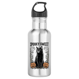 Botella De Agua Camiseta de grabado vintage de Halloween de gato n