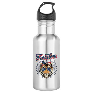Botella De Agua Camiseta de grabado vintage patriota Tigre de la L