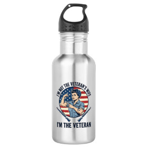 Botella De Agua Camiseta de grabado vintage patriota veterana muje