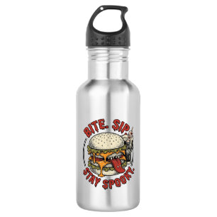 Botella De Agua Camiseta de Hamburguesa Espeluznante Grabado Vinta