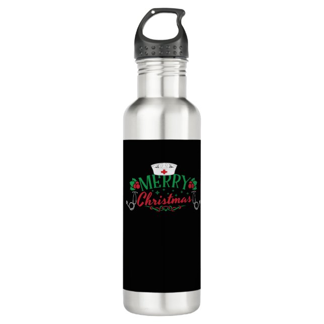 Botella De Agua camiseta de Navidades graciosos para una enfermera (Anverso)