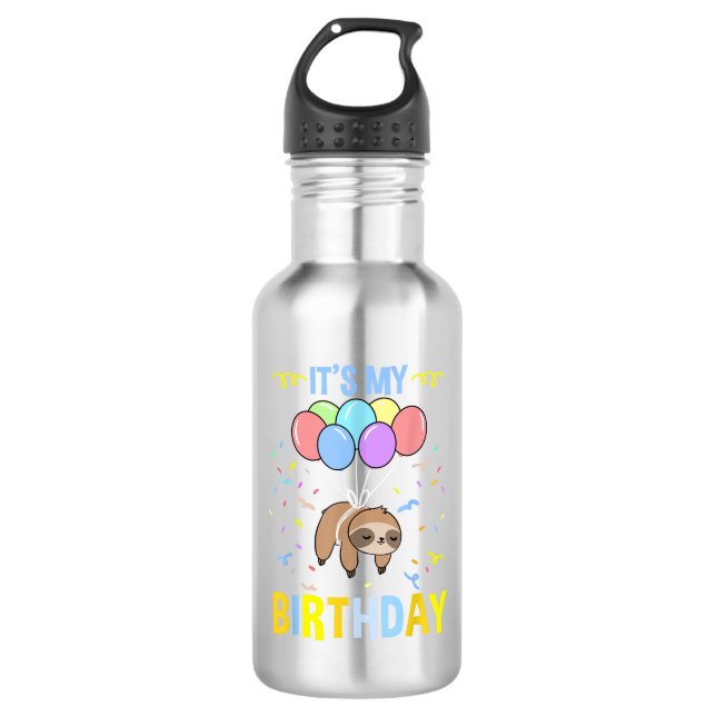 Botella De Agua Camiseta de perezoso Es Mi Cumpleaños (Anverso)
